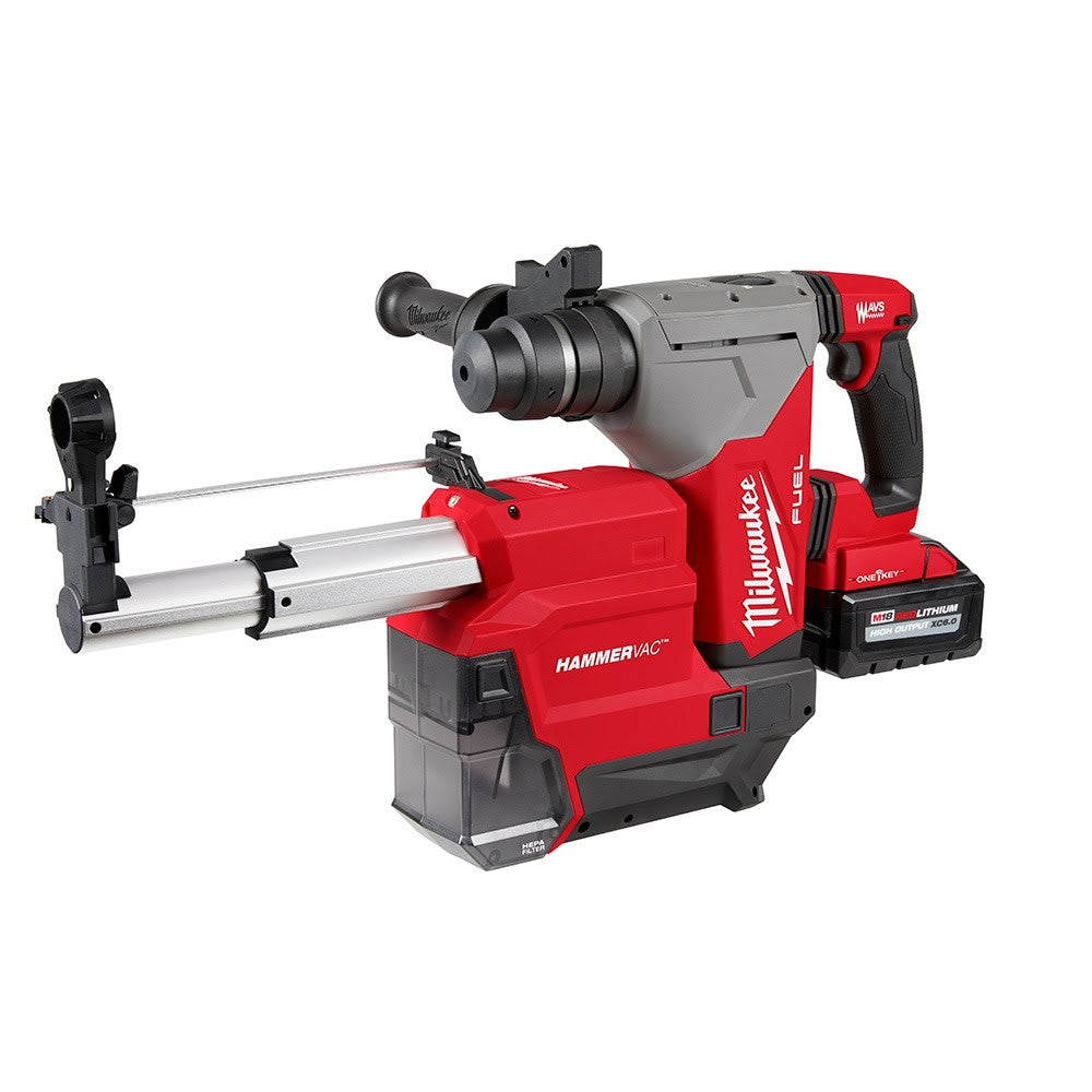 Milwaukee 2915-22DE M18 FUEL 1-1/8” SDS Plus Rotary Hammer Kit with Dedicated Dust Extractor - (2) XC6.0 Battery Pack