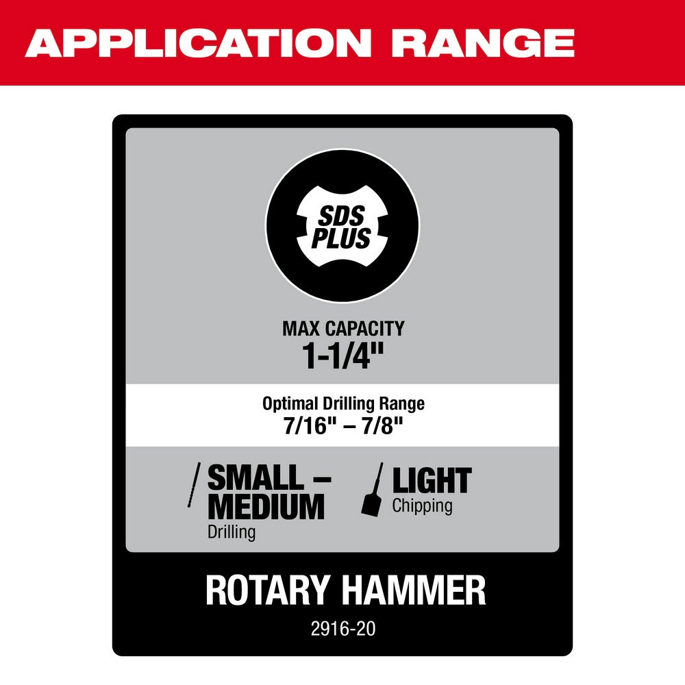 Milwaukee 2916-20 M18 FUEL 1-1/4" SDS Plus D-Handle Rotary Hammer w/ ONE-KEY, Bare Tool