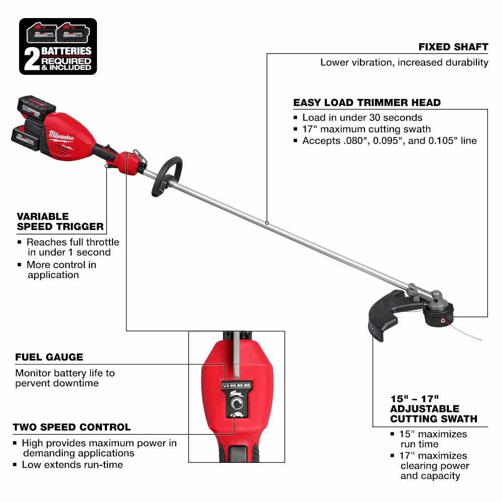 Milwaukee 3006-22 M18 FUEL 17” Dual Battery String Trimmer Kit