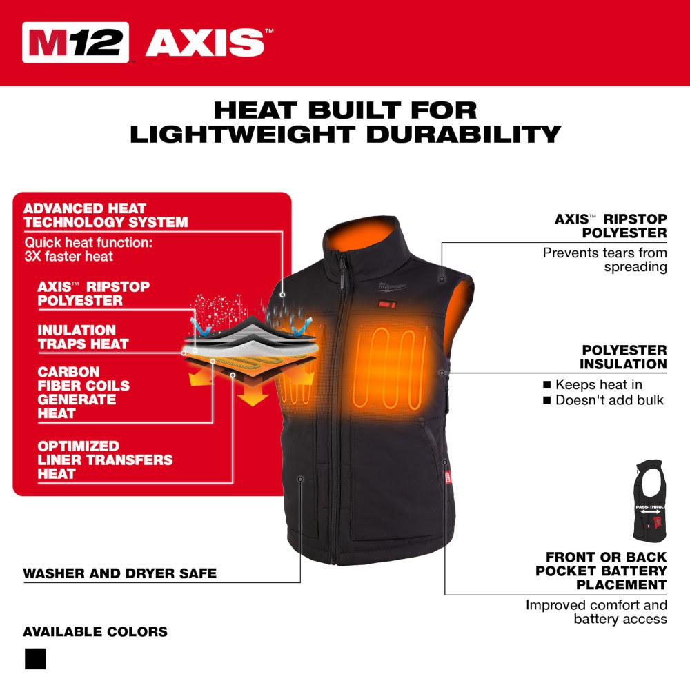 Milwaukee 334B-21 M12 Black Heated Women's Axis Vest Kit
