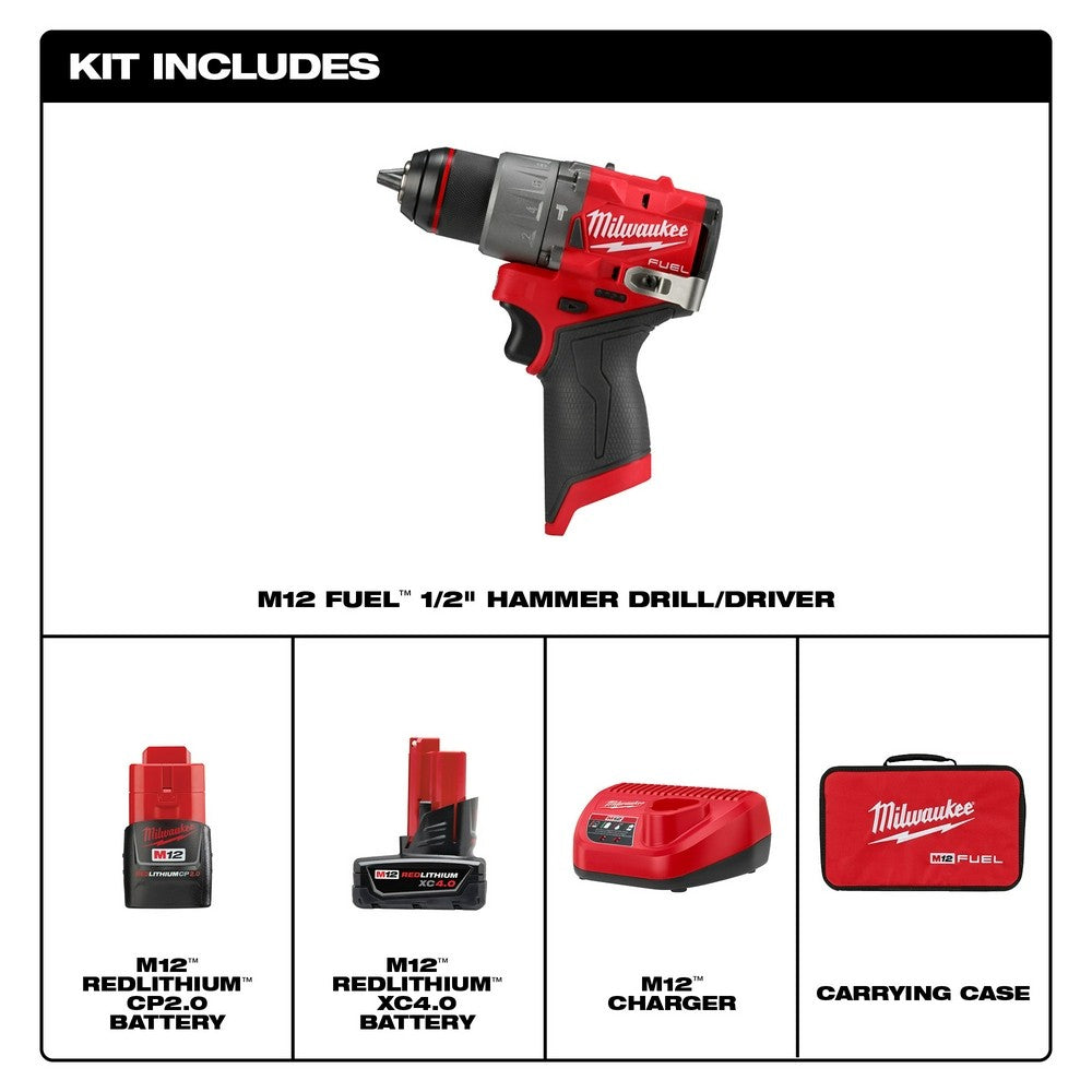 Milwaukee 3404-22 M12 FUEL 1/2" Hammer Drill/Driver Kit