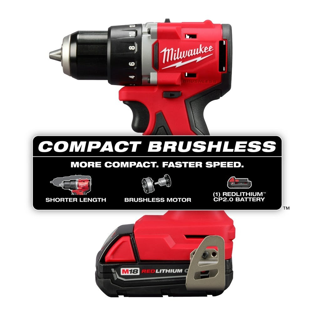 Milwaukee 3601-21P M18 Compact Brushless 1/2" Drill/Driver Kit