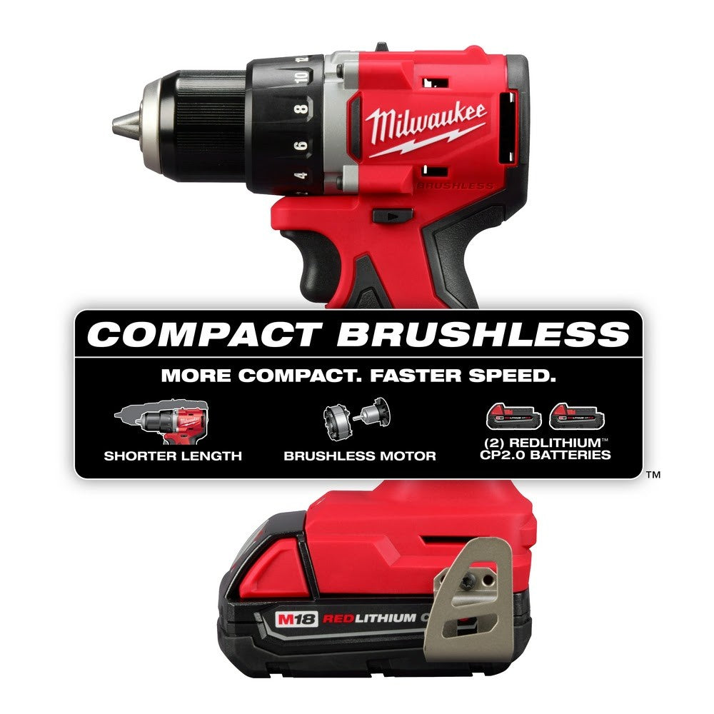 Milwaukee 3601-22CT M18 Compact Brushless 1/2" Drill/Driver Kit