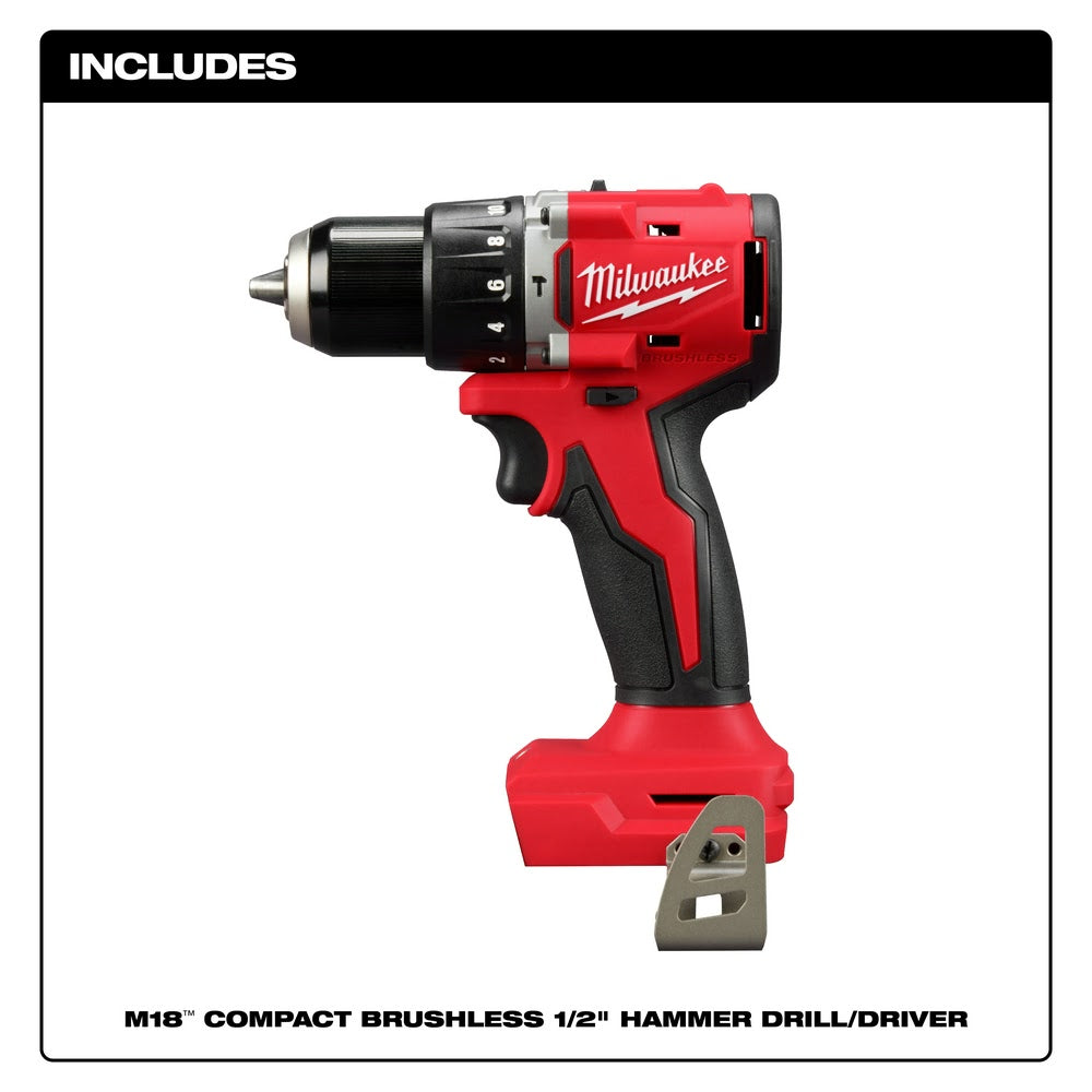 Milwaukee 3602-20 M18 Compact Brushless 1/2" Hammer Drill/Driver