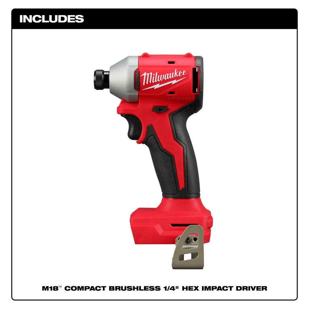 Milwaukee 3650-20 M18 Compact Brushless 1/4" Hex Impact Driver
