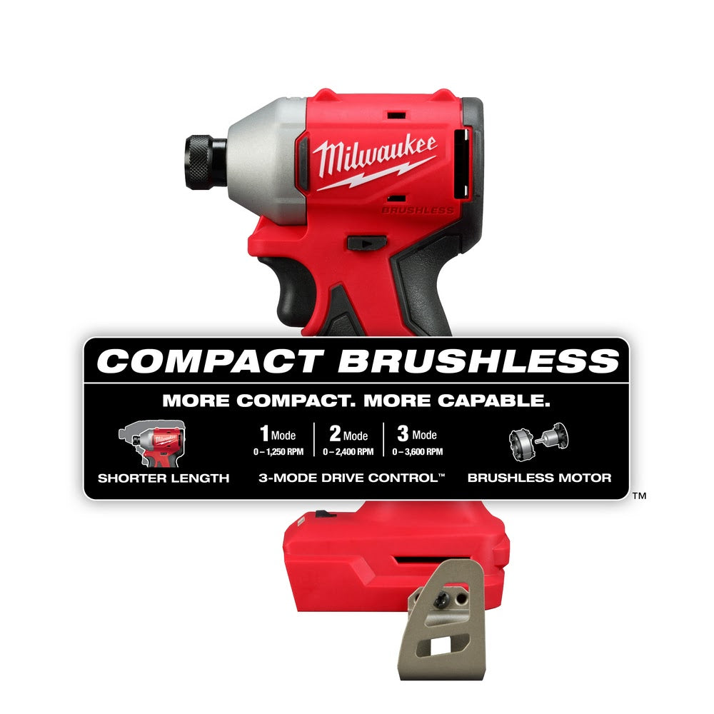 Milwaukee 3651-20 M18 Compact Brushless 1/4" Hex 3-Speed Impact Driver
