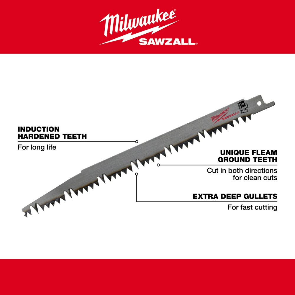 Milwaukee 48-00-1301 Sawzall Blade Wood 5TPI 9-Inch Length, 5 Pack