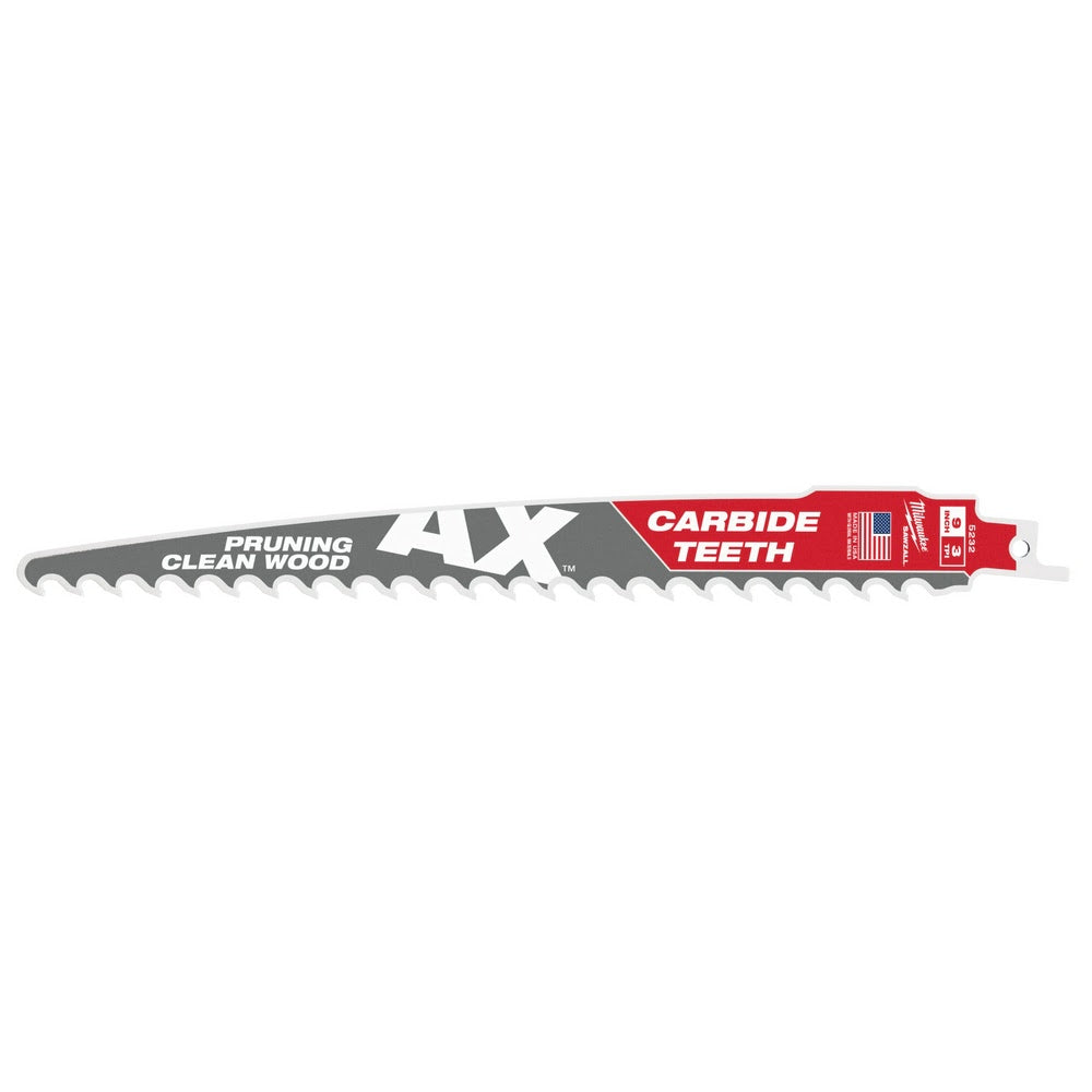 Milwaukee 48-00-5332 9" 3TPI The AX™ with Carbide Teeth for Pruning & Clean Wood SAWZALL® Blade 3Pk