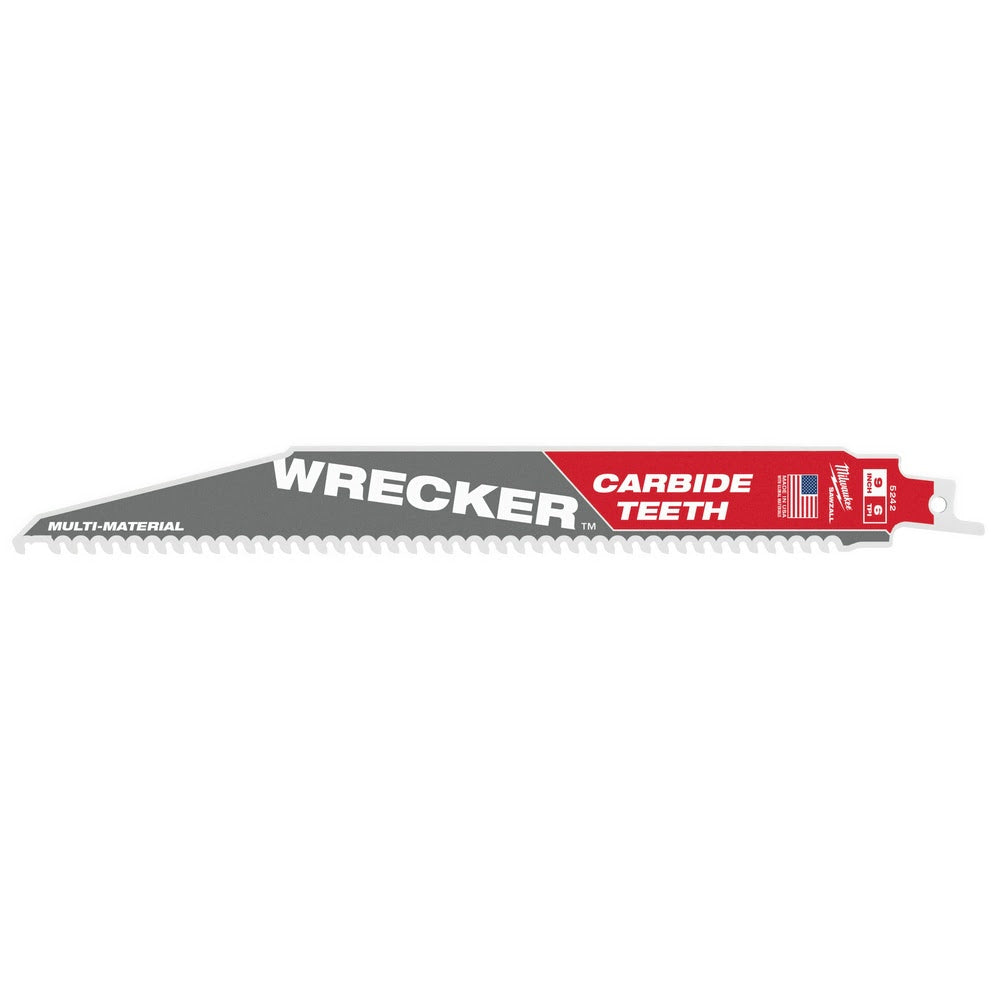 Milwaukee 48-00-5342 9" 6TPI The WRECKER™ with Carbide Teeth SAWZALL® Blade 3Pk
