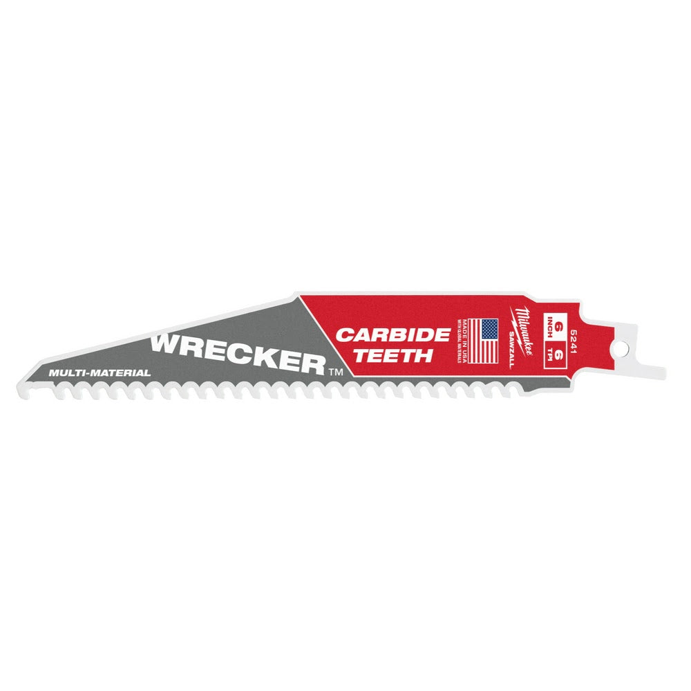 Milwaukee 48-00-5541 6" 6TPI The WRECKER™ with Carbide Teeth SAWZALL® Blade, 5Pk