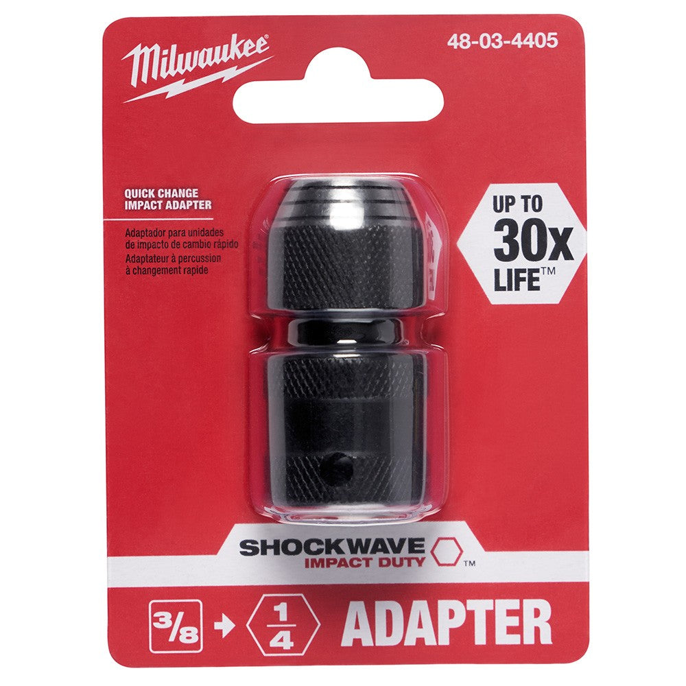 Milwaukee 48-03-4405 3/8" Square x 1/4" Hex Shockwave Hex Adapter