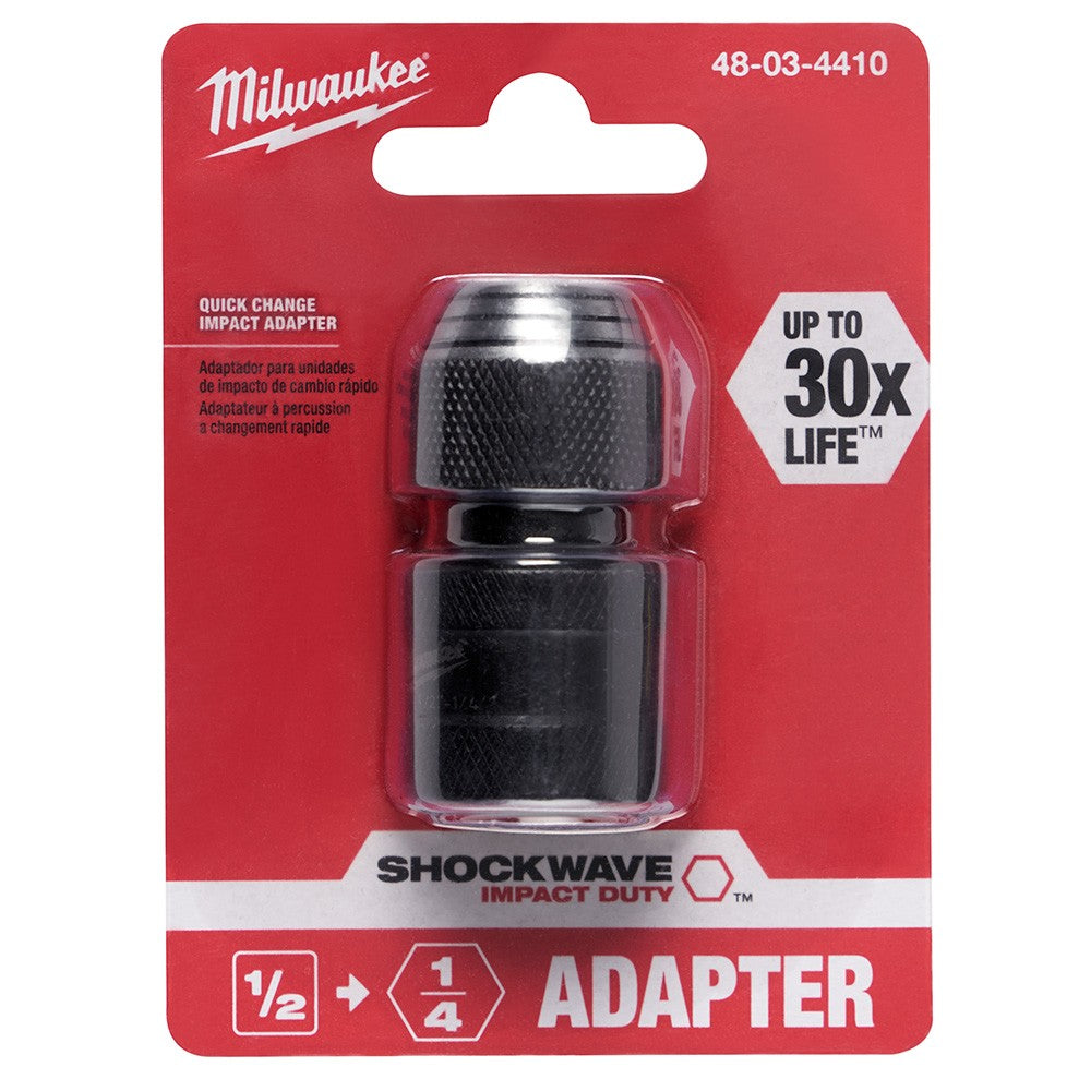 Milwaukee 48-03-4410 1/2" Square x 1/4" Hex Shockwave Hex Adapter