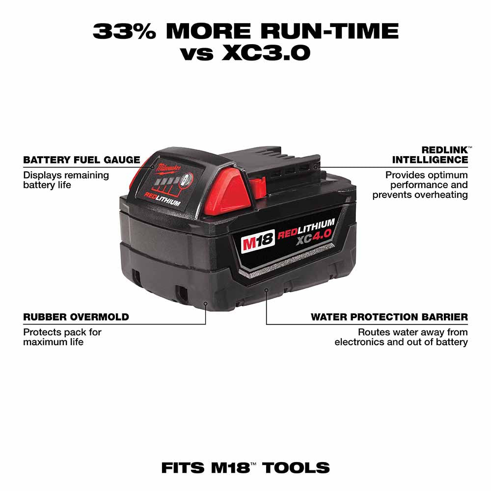 Milwaukee 48-11-1840 M18 REDLITHIUM XC4.0 Extended Capacity Battery Pack