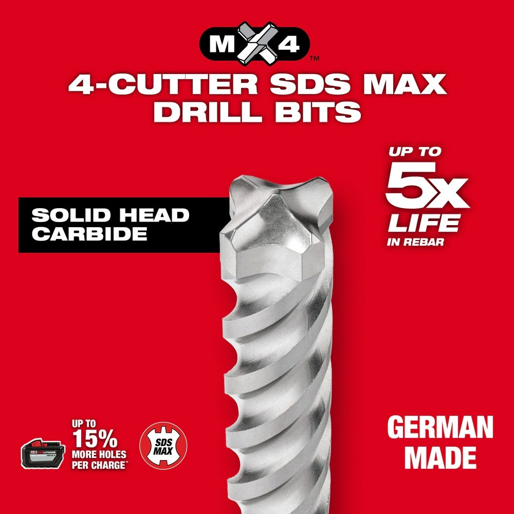 Milwaukee 48-20-7663 8pc. SDS Plus MX4 4-Cutter Drill Bit Kit