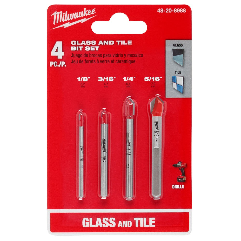 Milwaukee 48-20-8988 4PC Glass and Tile Bit Set