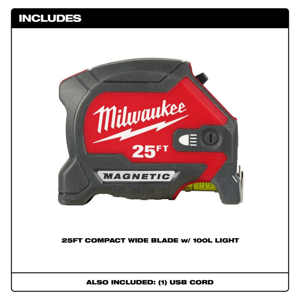 Milwaukee 48-22-0225M 25' Magnetic Wide Blade Tape Measure