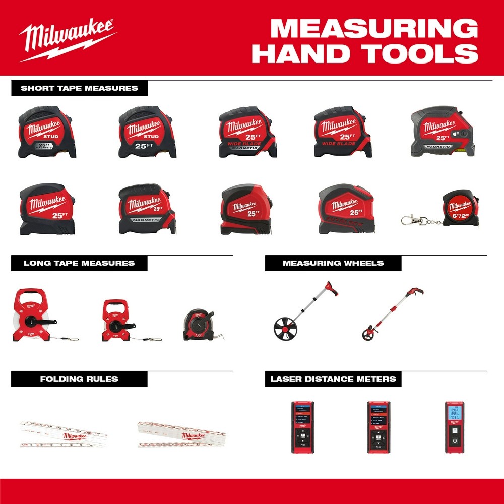 Milwaukee 48-22-0428 25" Compact Wide Blade Magnetic Tape Measure w/ Rechargeable 100 Lumen LED Light
