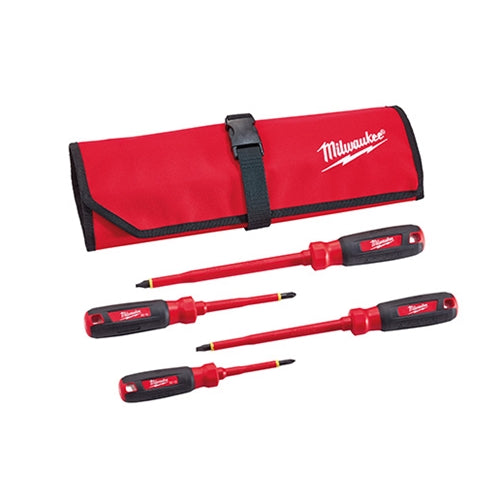 Milwaukee 48-22-2204 4Pc 1000V Insulated Screwdriver Set w/ Roll Pouch