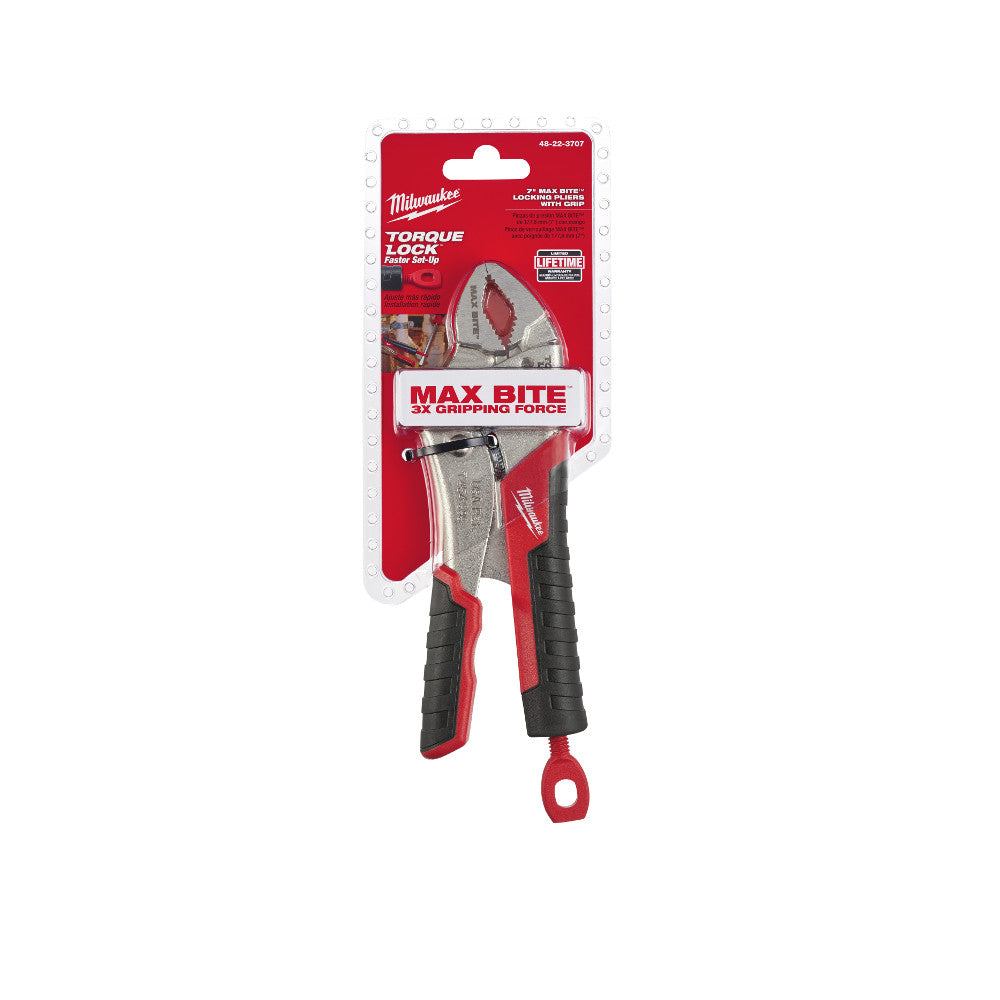 Milwaukee 48-22-3707 7" Gripped Curved Jaw Locking Pliers with Max Bite