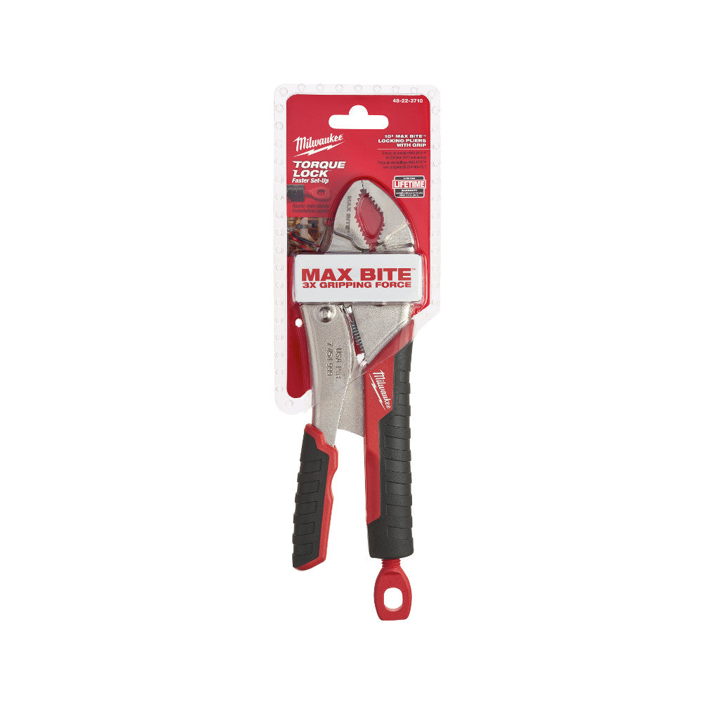 Milwaukee 48-22-3710 10" Gripped Curved Jaw Locking Pliers with Max Bite