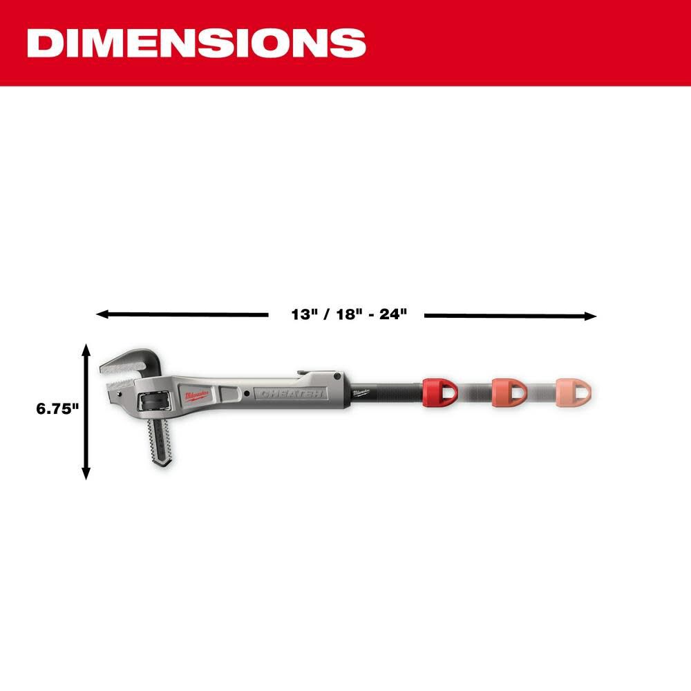 Milwaukee 48-22-7322 CHEATER Aluminum Offset Adaptable Pipe Wrench