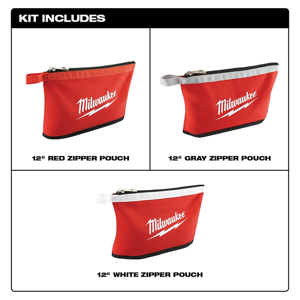 Milwaukee 48-22-8193 3Pk Colored Zippered Pouches