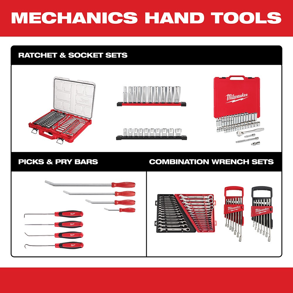 Milwaukee 48-22-9406 7 Piece Ratcheting Combination Wrench Set - SAE