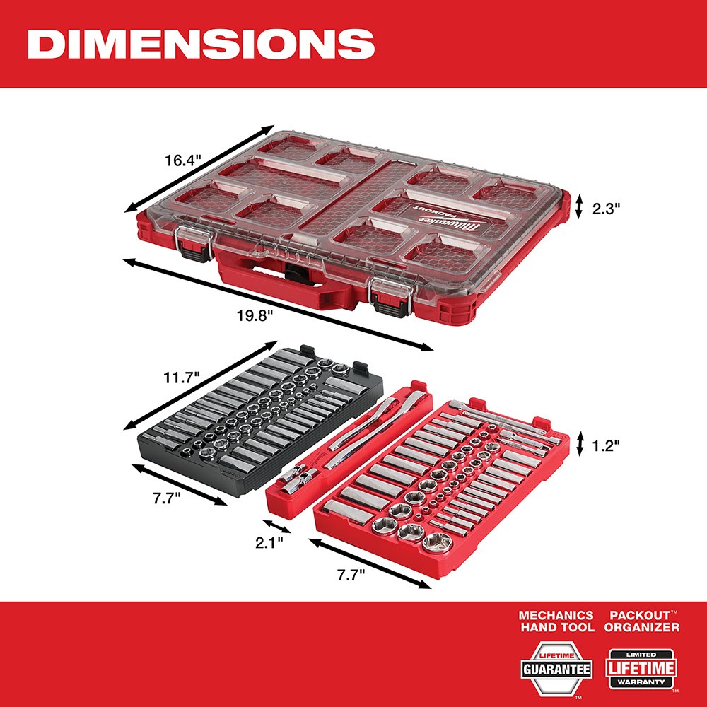 Milwaukee  48-22-9486 1/4" & 3/8”  106Pc Ratchet and Socket Set in PACKOUT - SAE & Metric