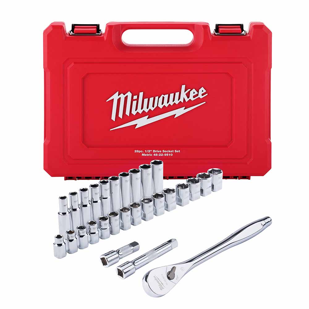 Milwaukee 48-22-9510 28Pc 1/2" Socket Wrench Set – Metric