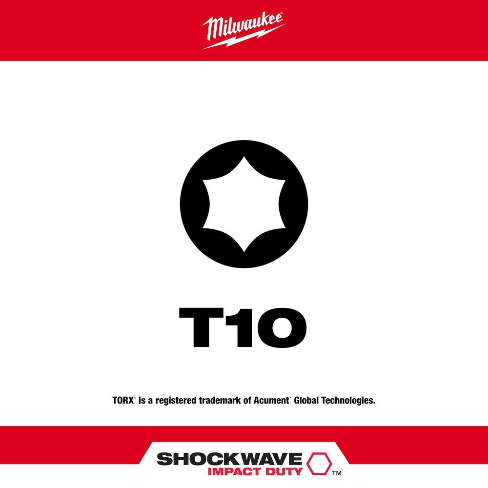 Milwaukee 48-32-4482 Shockwave 2" Power Bit Torx T10