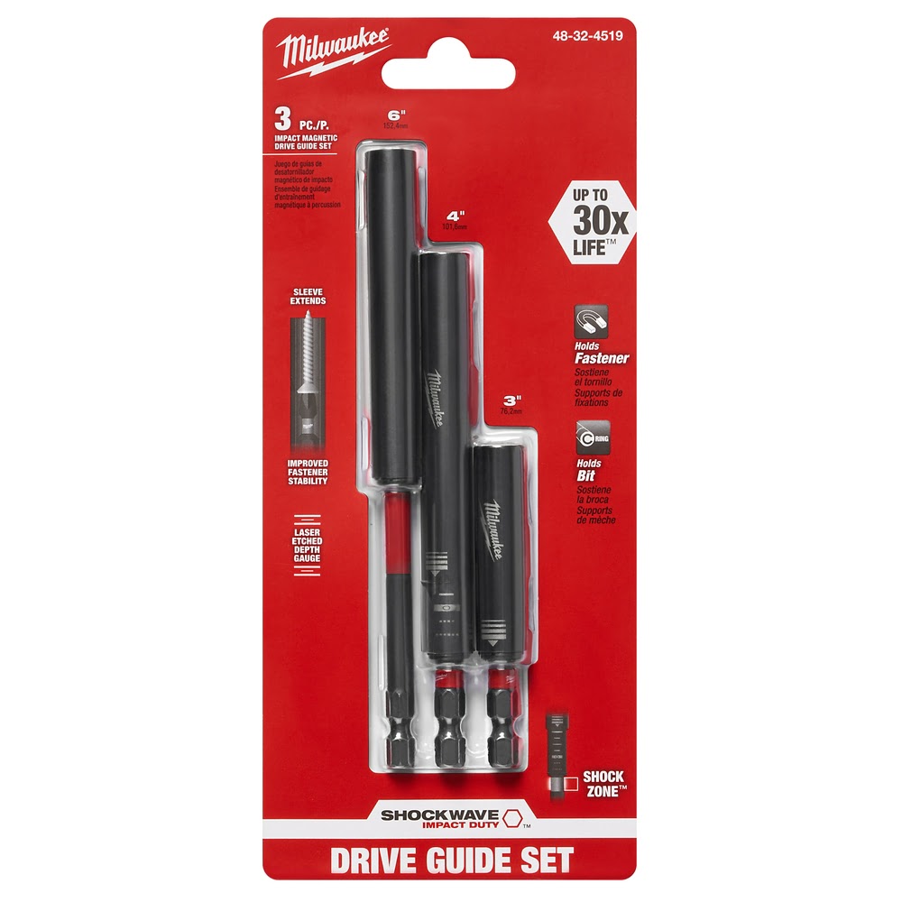 Milwaukee 48-32-4519 SHOCKWAVE 3Pc Impact Magnetic Drive Guide Set