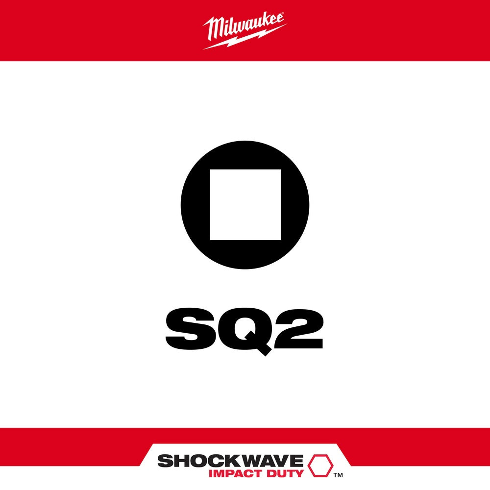Milwaukee 48-32-4605 #2 Square Recess Shockwave 2" Insert Bit 5-Pack