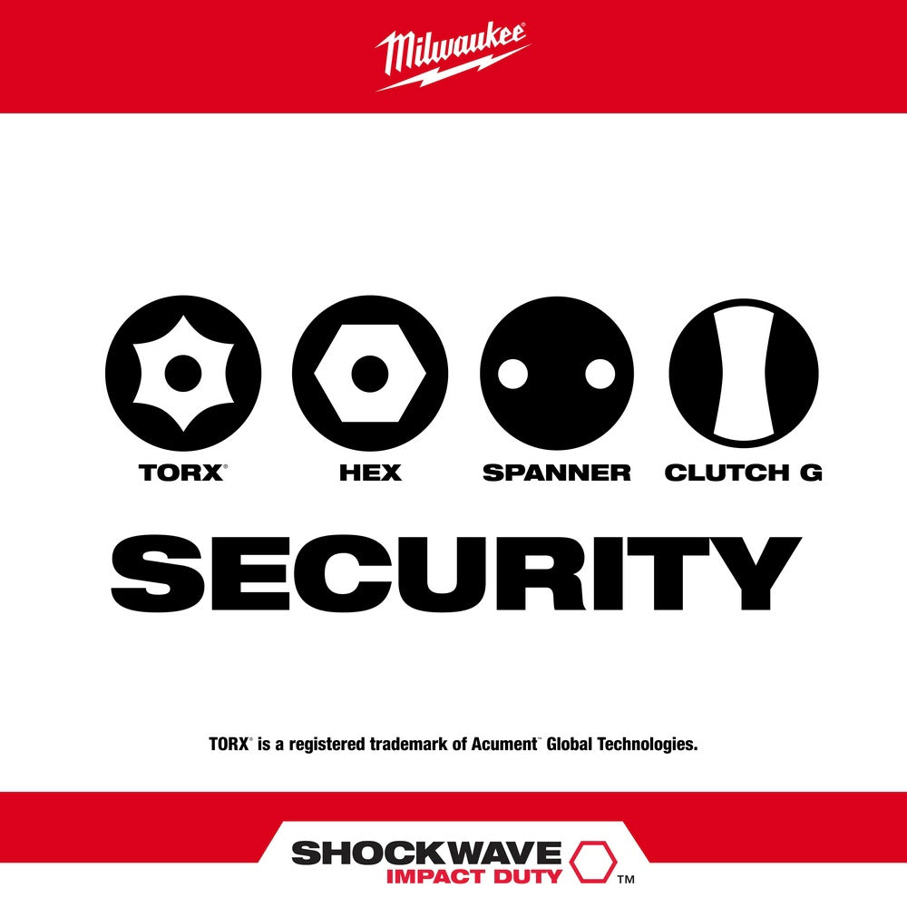 Milwaukee 48-32-4620 9 Piece SHOCKWAVE Security Insert Bit Set