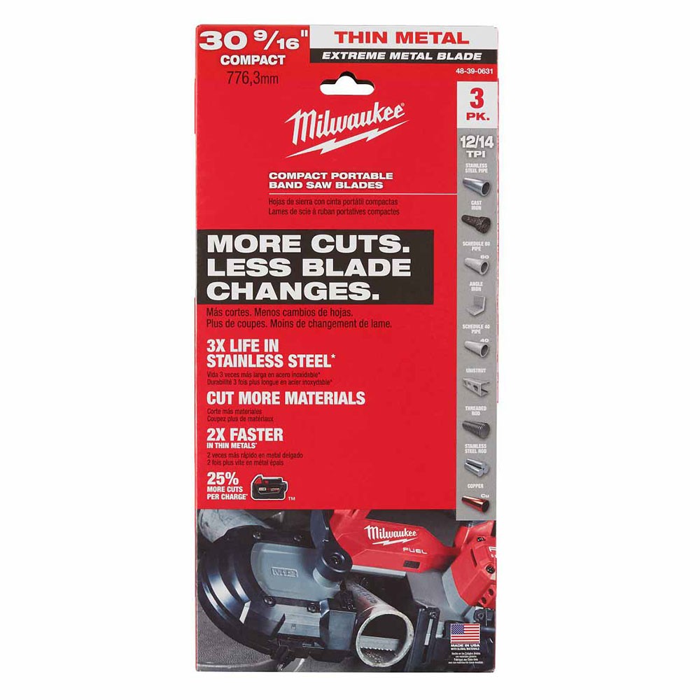 Milwaukee 48-39-0631 30-9/16 in. 12/14 TPI COMPACT EXTREME THICK METAL BAND SAW BLADE 3PK