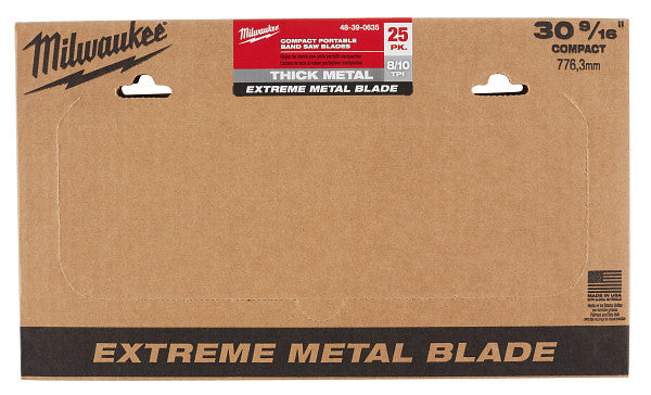 Milwaukee 48-39-0635 30-9/16 in. 8/10 TPI COMPACT EXTREME Thick Metal Band Saw Blade, 25Pk