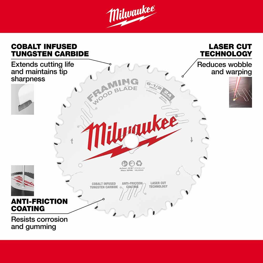 Milwaukee 48-40-0620 6-1/2" 24T Framing Circular Saw Blade