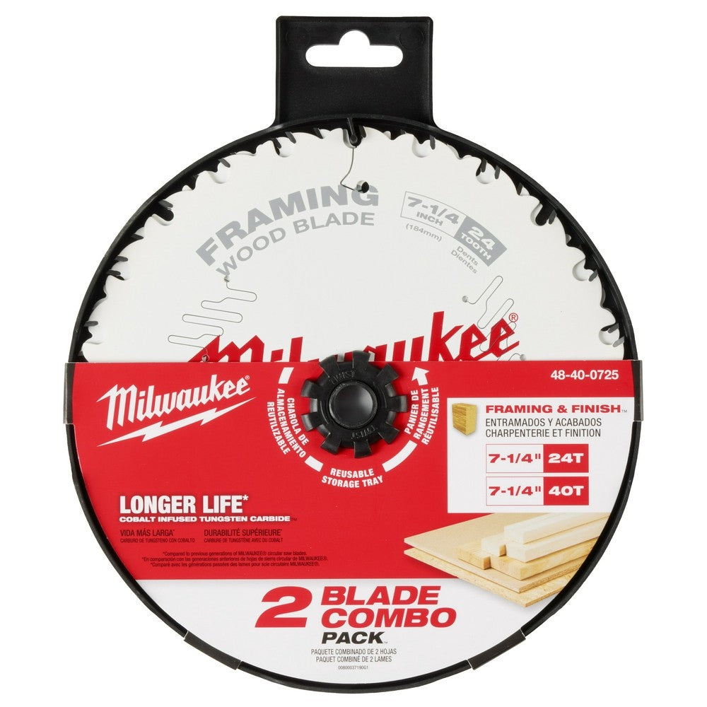 Milwaukee 48-40-0725 7-1/4" 24T & 40T Circular Saw Blade-2Pk
