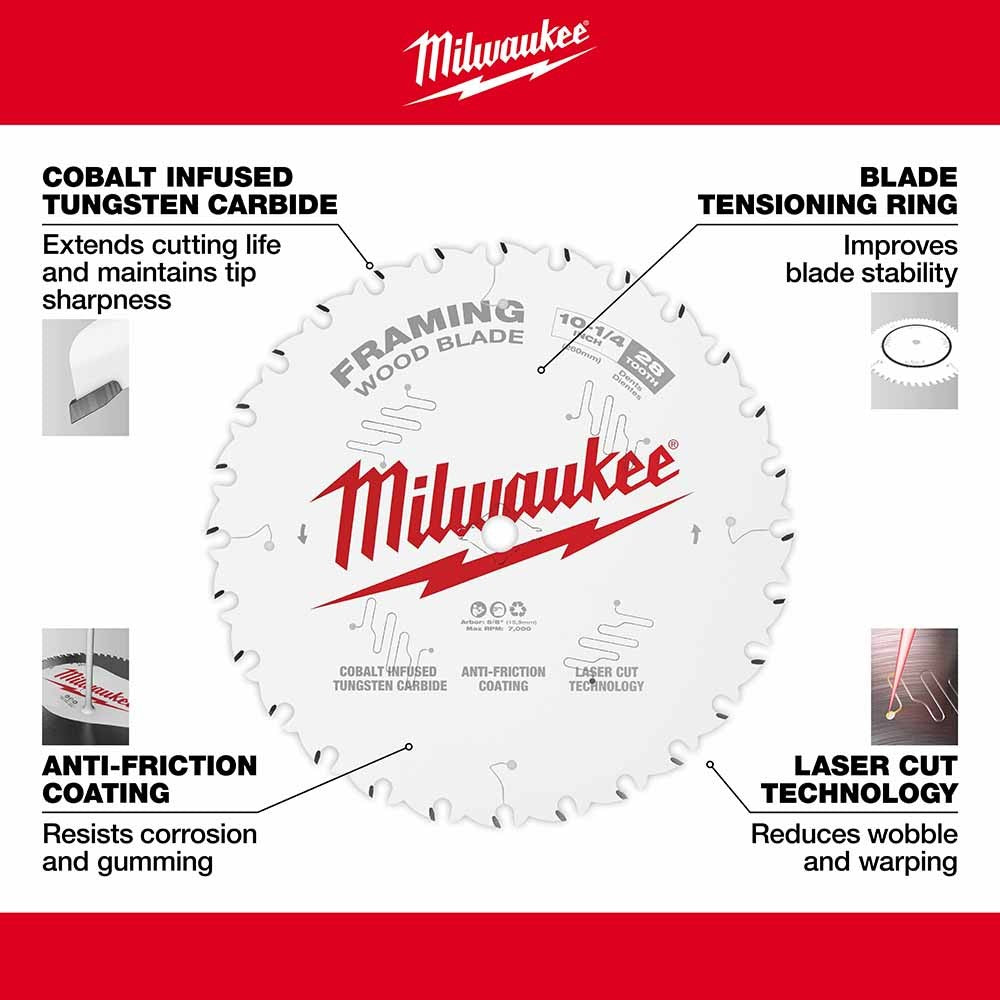 Milwaukee 48-40-1038 10-1/4" 28T Framing Circular Saw Blade