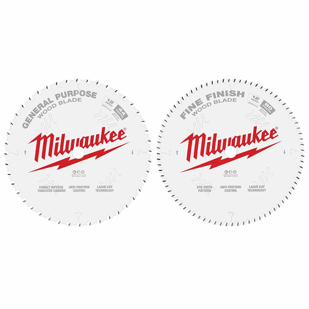 Milwaukee 48-40-1232 12" 44T + 80T Two Pack Circular Saw Blade