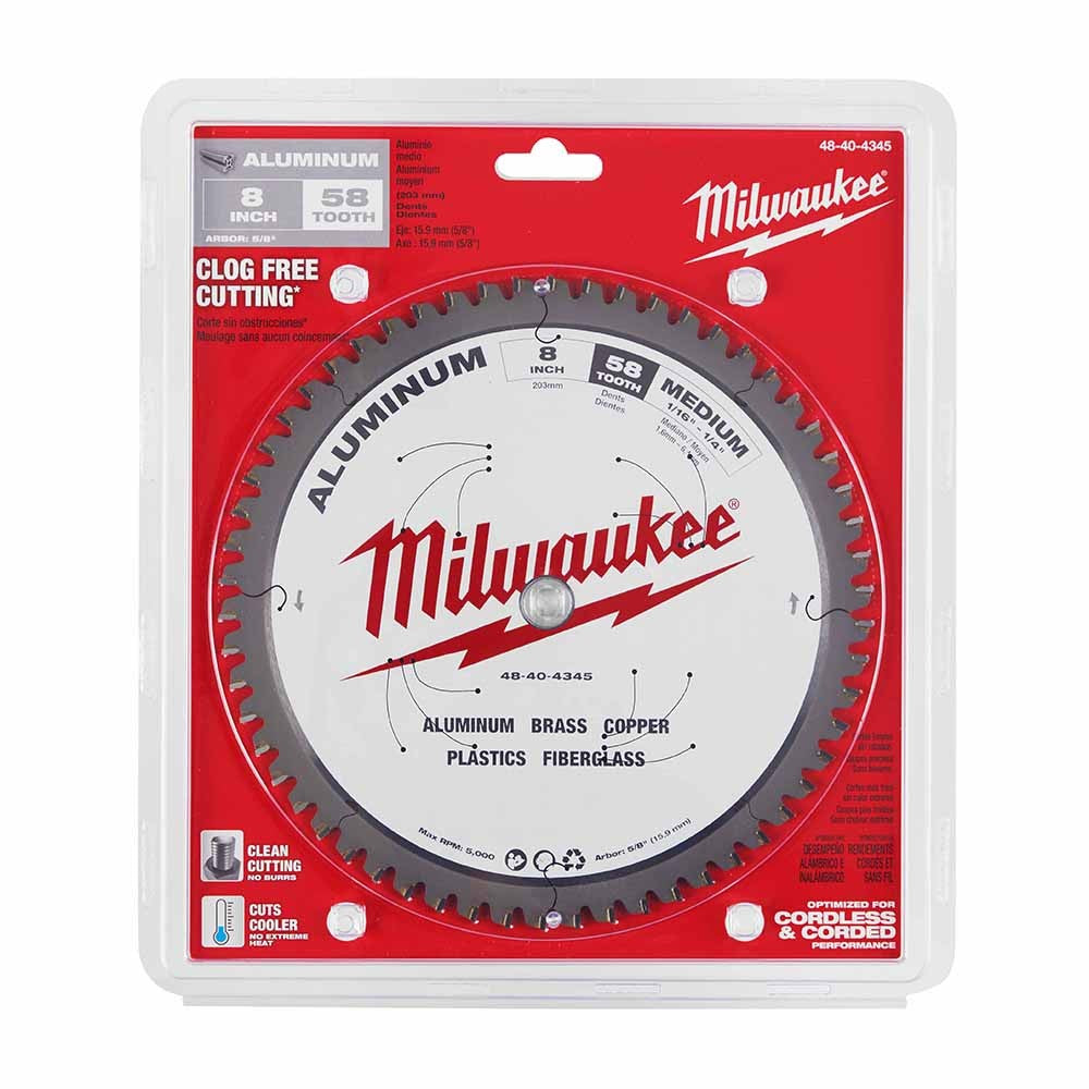 Milwaukee 48-40-4345 8" 58T Aluminum CSB, 5/8"