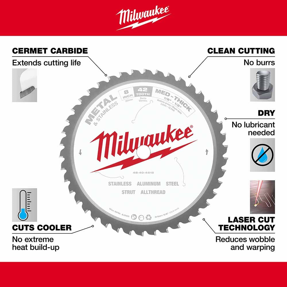 Milwaukee 48-40-4515 8" Metal Cutting Circular Saw Blade