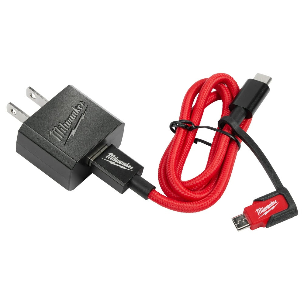 Milwaukee 48-59-1209 3ft USB-C and 2.1A Wall Charger w/Micro USB Adaptor