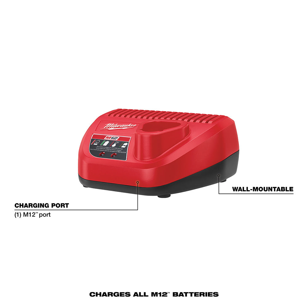 Milwaukee 48-59-2420 M12 Li-Ion 2.0 Battery and Charger Starter Kit