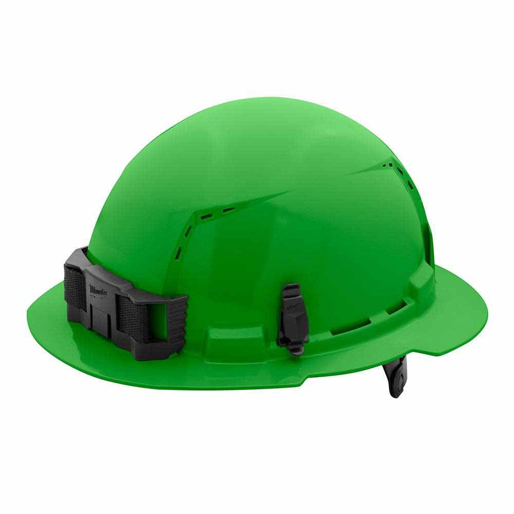 Milwaukee 48-73-1227 Green Full Brim Vented Hard Hat with 6Pt Ratcheting Suspension – Type 1 Class C
