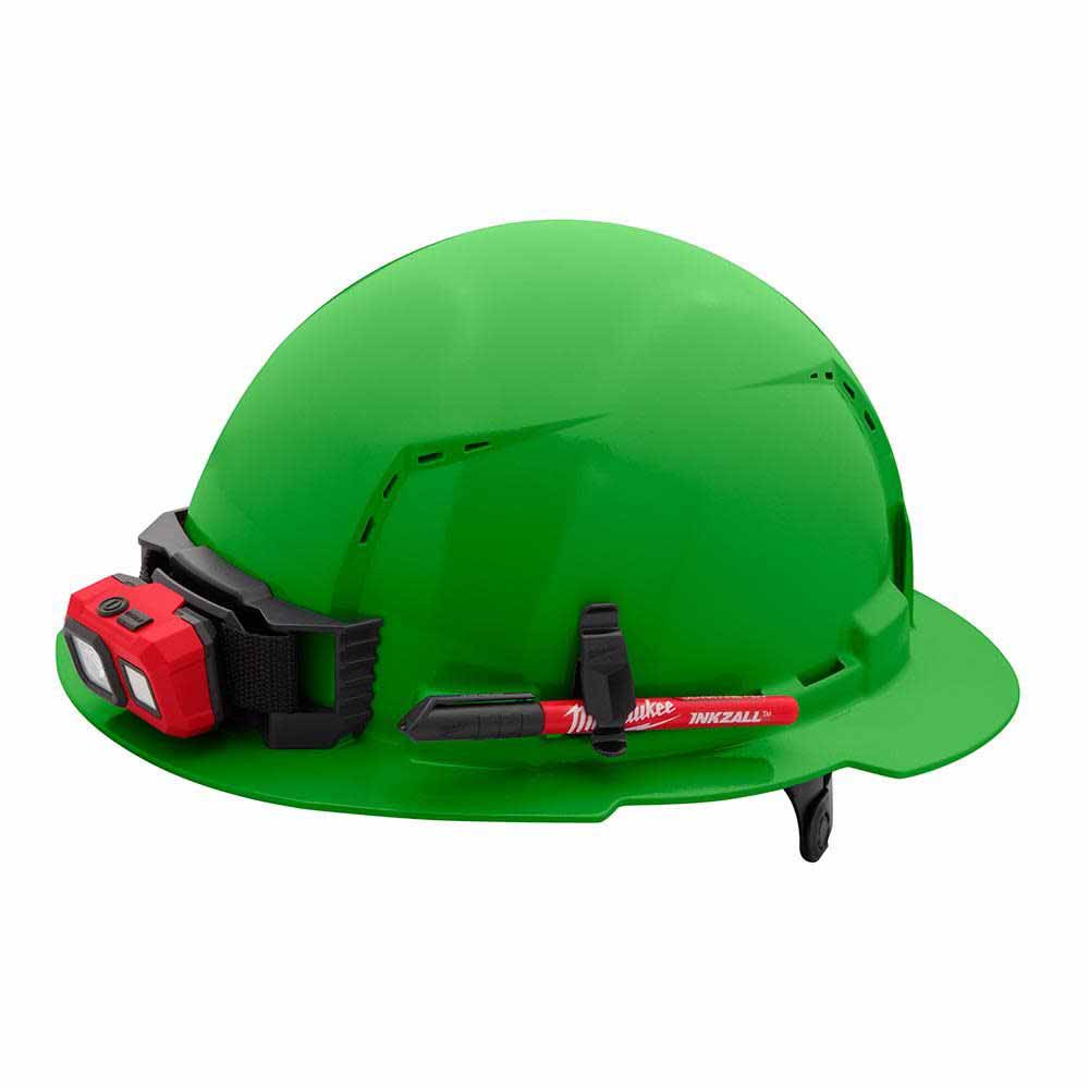 Milwaukee 48-73-1227 Green Full Brim Vented Hard Hat with 6Pt Ratcheting Suspension – Type 1 Class C