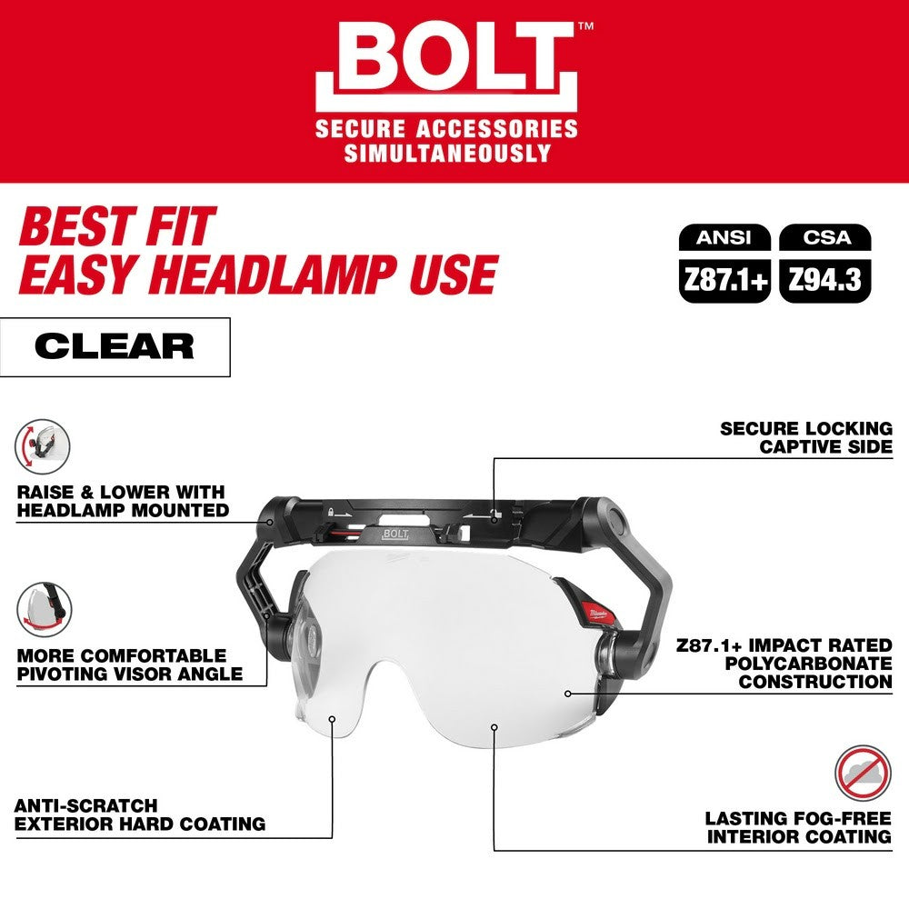 Milwaukee 48-73-1410 BOLT Eye Visor - Clear Dual Coat Lens (Compatible with Milwaukee Safety Helmets & Hard Hats)