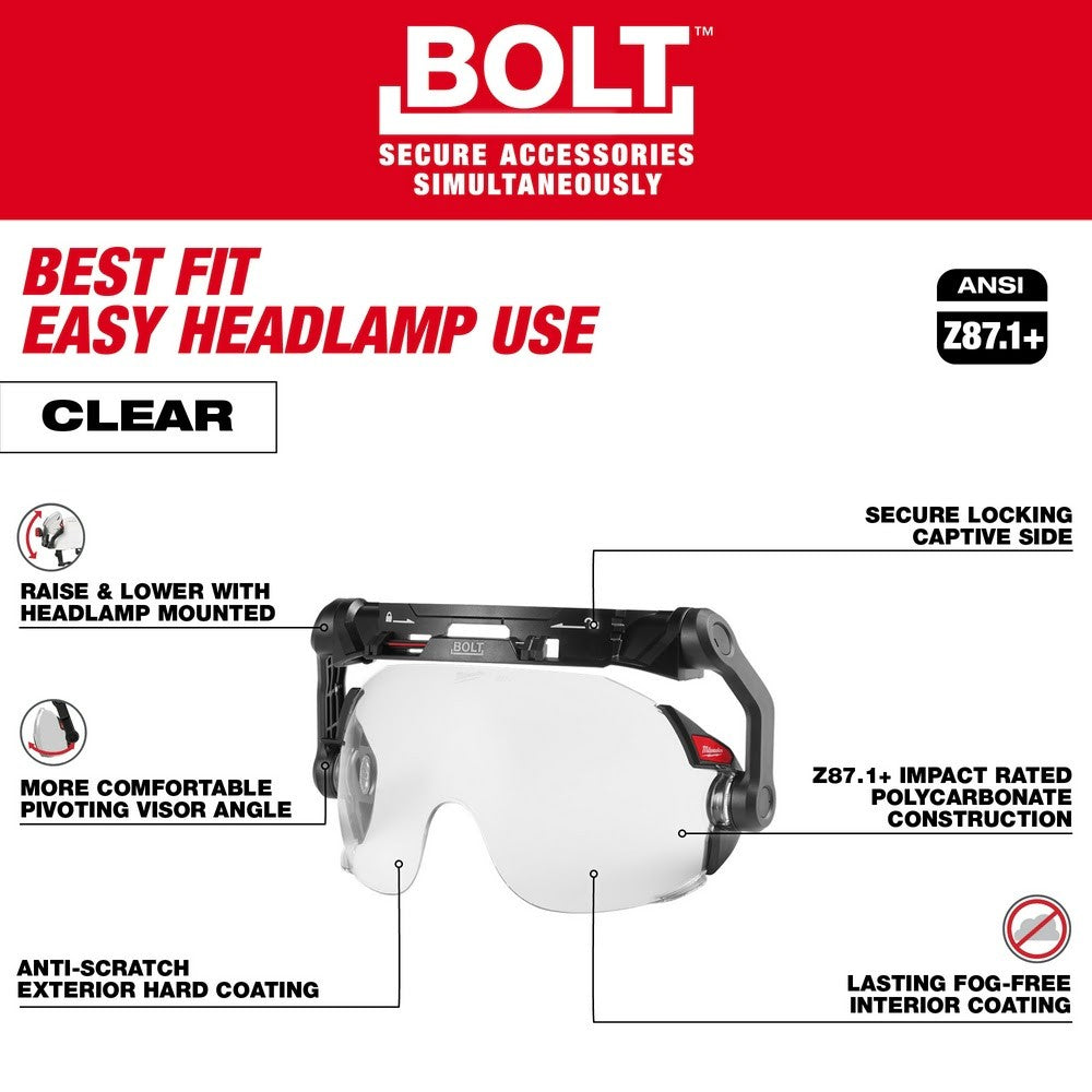 Milwaukee 48-73-1411 BOLT Eye Visor - Clear Dual Coat Lens (Compatible with Milwaukee Safety Helmets)
