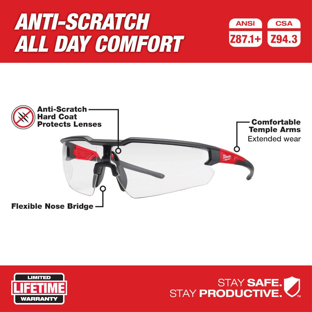 Milwaukee 48-73-2011 Safety Glasses - Clear Anti-Scratch Lenses