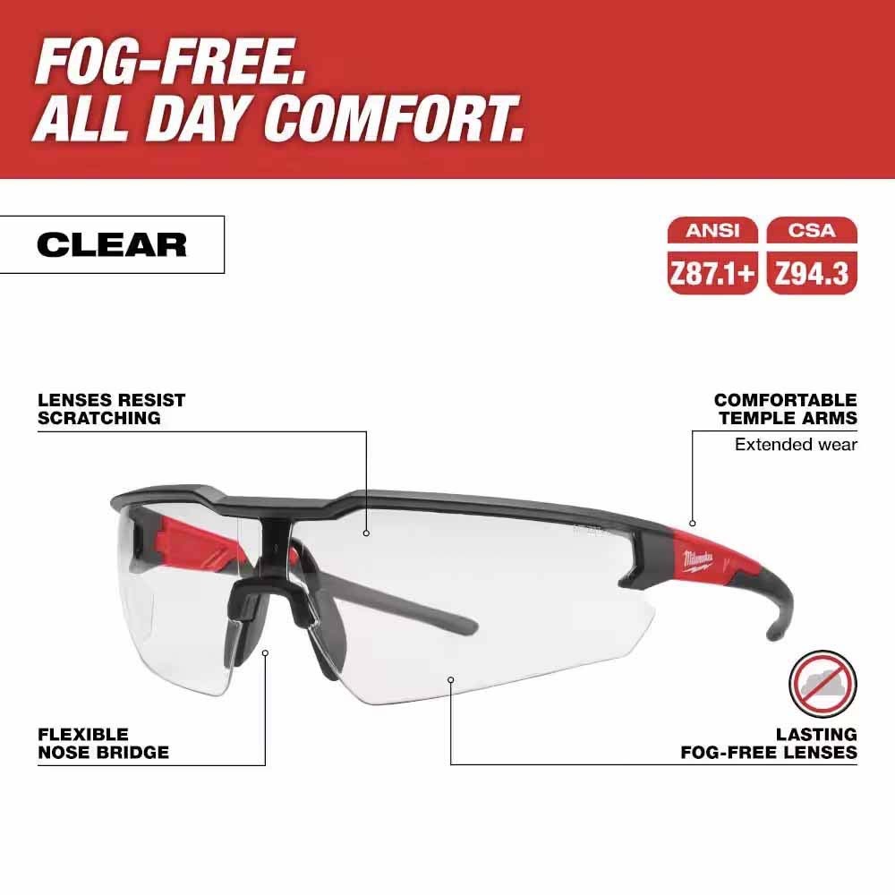 Milwaukee 48-73-2012 Safety Glasses - Clear Fog-Free Lenses