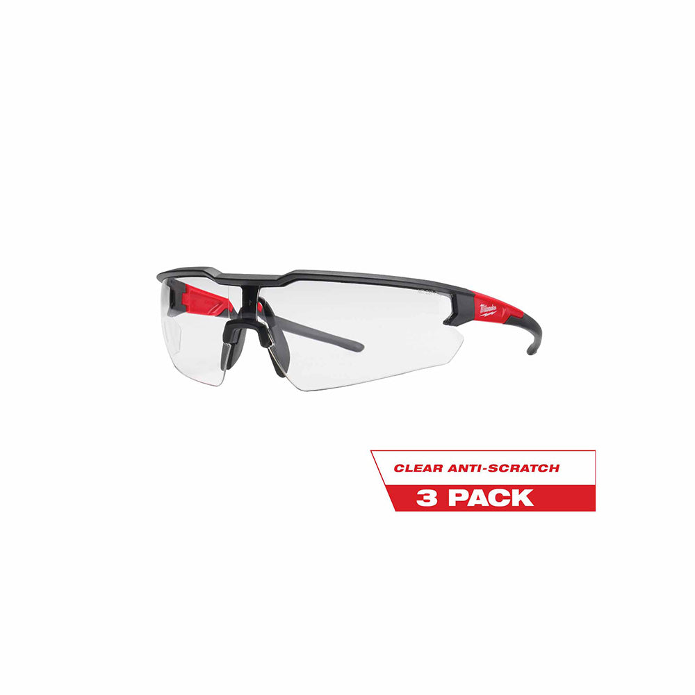 Milwaukee 48-73-2052 3PK Safety Glasses - Clear Anti-Scratch Lenses